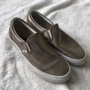 Madwell Gold Metallic Slip on Vans